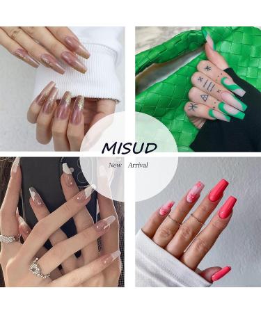 MISUD French Press on Coffin Fake Nails | Long Ballerina False Nails 24Pcs | Matte Rhinestone Acrylic Nails for Women and Girls - Buy Online on GoSupps.com