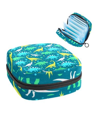 Dinosaur Print Pattern Sanitary Napkin Storage Bag Menstrual Pad Bag Portable Menstrual Period Sanitary Pouch Zipper Tampons Collect Bags for Teen Girls Women Ladies Color 3
