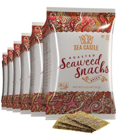 Sea Castle Roasted Spicy Seaweed Snack, .35 Oz. (6 Pack) Gluten Free, Made with Organic Seaweed, Keto Friendly, Kosher