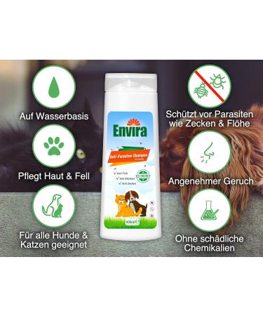 Envira Anti-Parasite Shampoo for Dogs & Cats - 400ml | Effective Flea Tick & Mosquito Control - Buy Online on GoSupps.com