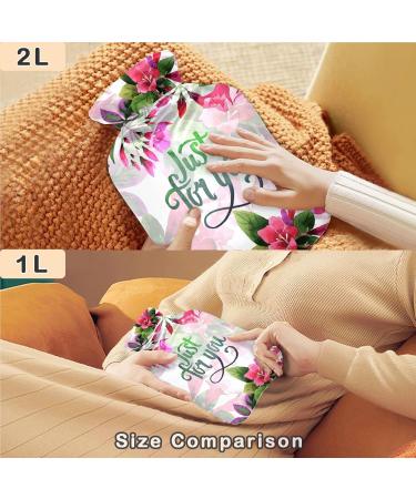 NAANLE 2L Flower Pattern Hot Water Bottle - Large Transparent Warm-Up Bag for Bed Hand & Foot Pain Relief Heat & Cold Therapy - Buy Online on GoSupps.com