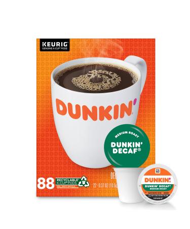 Dunkin' Decaf Medium Roast Coffee, 88 Keurig K-Cup Pods 22 Count (Pack of 4)