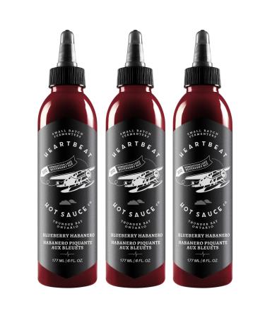 Heartbeat Hot Sauce - Blueberry Habanero 177ml - Small Batch & Handmade Vegan Preservative Free Featured on Hot Ones (3 Bottles) Blueberry Habanero 177 ml (Pack of 3)