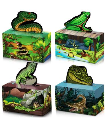 24 Pcs Reptile Birthday Party Supplies Snake Party Decorations Lizard Frog Crocodile Boxes for Jungle Baby Shower Birthday 4.8 x 2.4 x 6.3 Inch