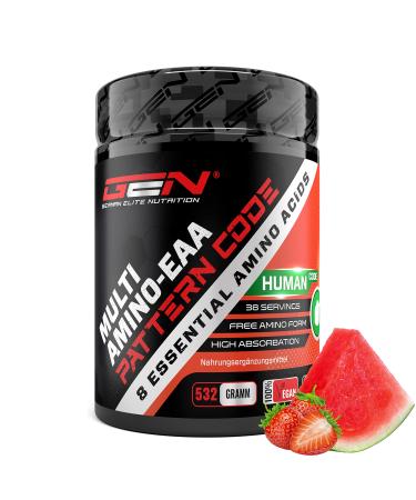 EAA powder - 532 g - Strawberry Watermelon - Human Code Formula - All 8 essential amino acids - Amino workout drink - Delicious taste - vegan Strawberry Watermelon 532 g (1 Pack)