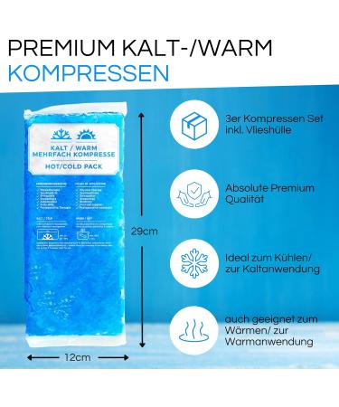 Premium Cooling Pads - 3x XXL Cold Warm Compress (29x12cm) | Gel Cooling Pillow for Pain Relief | Ideal for Kids & Adults - Blue - Buy Online on GoSupps.com