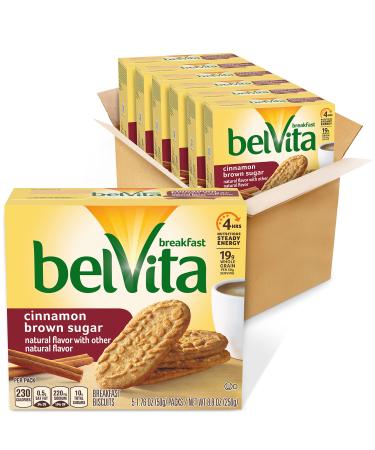 Belvita Cinnamon Brown Sugar Breakfast Biscuits, 6 Boxes of 5 Packs (4 Biscuits Per Pack)