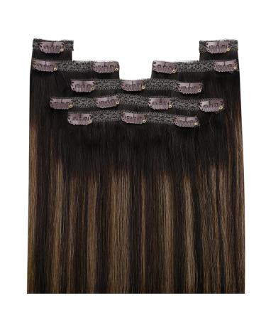 Youngsee Clip-In Ombre Real Hair Extensions - Dark Brown to Middle Brown 35cm 120g (7PCs) - Thick Remy Hair for Women - Buy Online on GoSupps.com
