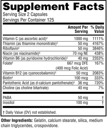 Twinlab Stress B-Complex Caps - Energy Support Supplement with Vitamin B12 and B6 | 250 Capsules - Buy Online on GoSupps.com