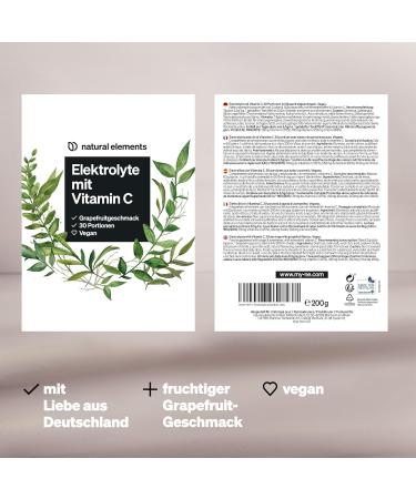 Electrolytes Powder - Grapefruit Flavor - 200g for 30 Portions - Vegan Natural Aroma Made in Germany Lab-Tested - Buy Online on GoSupps.com