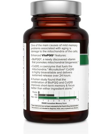 Quality of Life VitaPQQ with MicroActive CoQ10-SR Premium Supplement - Anti Aging Memory Energy Focus Cognitive and Heart Health - 30 Vegicaps 30 Count (Pack of 1) - Buy Online on GoSupps.com