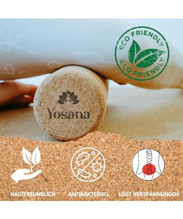 Yosana 100% Cork Fascia Roll | Rill Profile for Spinal Protection | Sustainable Recyclable & Hypoallergenic | Ideal for Back Massage Yoga & Fascia Training | 30x10cm - Buy Online on GoSupps.com