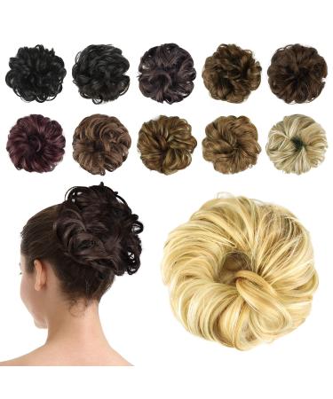 BARSDAR HAAR PIRT DOTT HAIR TELD CONTRACTION hair part hair extension wavy Unorderment bun hair node ponytail for women 40 g 27H613 # - Strawberry blonde & blonde