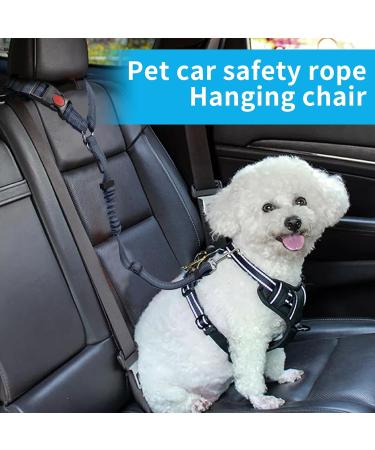 Adjustable Blue Safety Harness for Dogs | Elastic Buffer & 360 Rotary Carabiner | Heavy-Duty Nylon Pet Seat Belt - Buy Online on GoSupps.com