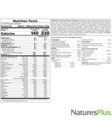 NaturesPlus Source of Life Energy Shake - 2.2 lb - Provides 13g Complete Protein Vitamins & Minerals - Non-GMO Gluten Free Vegetarian - 26 Servings 2.2 Pound (Pack of 1) - Buy Online on GoSupps.com