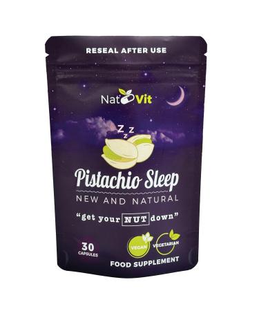 Nat-Vit Pistachio Sleep/Unique Natural Sleep Aid Supplement/Natural Melatonin/Fall Asleep Faster/Deeper and Longer Sleep/No Drowsiness / 30 Vegan Capsules