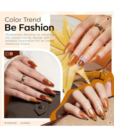 Modelones Cat Eye Gel Nail Polish Set 6 Colors Holographic Orange Brown Nude Gel Polish Glitter 9D Magnetic Gel Polish Autumn Gel Polish with Magnet Nail Art DIY Salon For Women - Buy Online on GoSupps.com