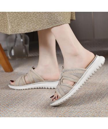 JASUBAI Leather Orthopedic Arch Support Diabetic Sandals - Women's Beige Crisscross Sandals (Size 9 B) - Buy Online on GoSupps.com