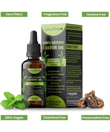 Castor Oil-Cold Pressed For Hair Growth Bold Eyelashes & Eyebrows Moisturizes Skin Nails & Cuticles. Anti-Aging (30ml) - Buy Online on GoSupps.com