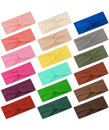 FEQO 18 Pieces Hairband Elastic Women's Headbands Wide Knotted Headband Head Band Turban Elastic Hair Accessories Knot Headbands for Yoga Sports Fitness 18 Colors Elegant Color - Buy Online on GoSupps.com