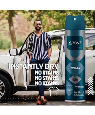 ABOVE 48 Hours Antiperspirant Deodorant Urban 4 Pc - Dry Spray Deodorant for Men - Citrus Scent - Antiperspirant Spray - No Stain - Cruelty-Free - Buy Online on GoSupps.com
