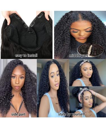 Ainmeys 16 Inch Brazilian Kinky Curly V Part Human Hair Wig for Black Women - Glueless 150% Density V Shape Lace Front Wig - Deep Curly Upgrade U Part Half Wig - Buy Online on GoSupps.com