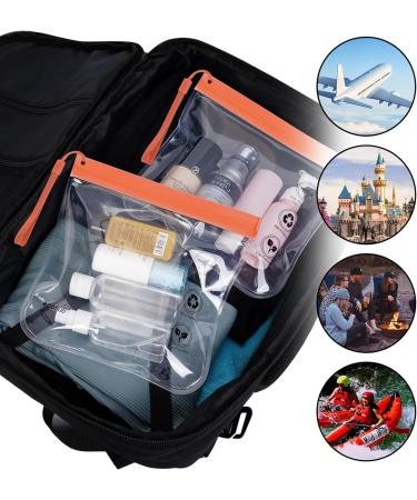ECOHUB Airport Security Liquids Bag 20x20cm (2 pcs) - Airline Approved Clear Toiletry Bag for Travel - Orange with Carrying Handle - Buy Online on GoSupps.com