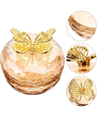 Baluue Dappen Dish Golden Apple Shaped Glass Crystal Dappen Dish Cup Nail Art Liquid Powder Nail Crystal Bowl with Butterfly Top Lid for Nail Art Manicure - Buy Online on GoSupps.com