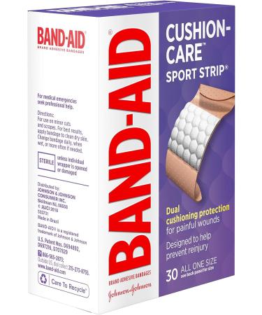 BAND-AID Cushion-Care Sport Strip Bandages - 30 ea (Pack of 3) - Buy Online on GoSupps.com