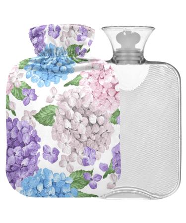 NAANLE hot hot water bottle with reference to Hortanges Flower Transparent Hot water bottle 2L large hot hot water bottle for menstrual cramps pain relief handfoots heat and cold therapy