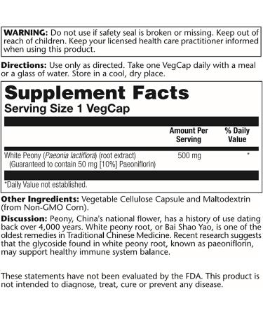 Solaray White Peony Root Extract 60 VegCaps - Pure and Potent Formula - Buy Online on GoSupps.com