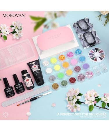 Morovan Poly Gel Nail Kit - 20 Colors Glitter Starter Kit with UV Lamp | DIY Nail Extension at Home - Buy Online on GoSupps.com