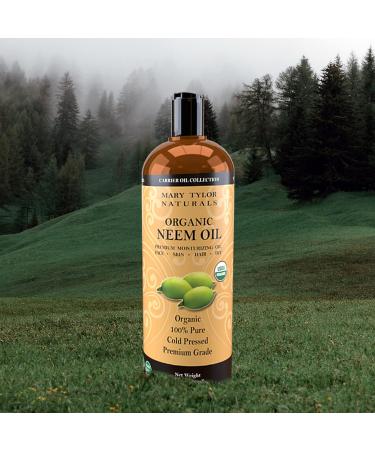 Organic Neem Oil (16 oz) USDA Certified - Cold Pressed, Unrefined, Premium Quality | Mary Tylor Naturals - Buy Online on GoSupps.com