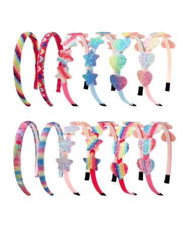 12 Pack headbands for girls rainbow head tapes set glitter-herz-girl-bung straps rainbow-girl-star-haired straps glitter-loop hair band shiny sequin children girls girls