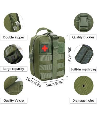 First Aid Set & Tactical Medical Bag for Camping Hiking & Adventure - Trauma Kit for Home Car & Military Survival - Bleeding Control Gear (Green) - Buy Online on GoSupps.com