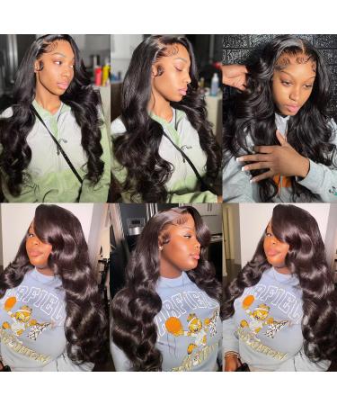 22 Inch Body Wave Lace Front Wig | Transparent Lace | Pre Plucked & 180 Density | Natural Black Human Hair Wig for Black Women - Buy Online on GoSupps.com