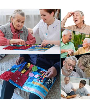 Fidget Blanket for Elderly with Dementia & Alzheimer's - Sensory Memory Loss Toys, Autistic Activities Pad, Anxiety Relief in Blue - Buy Online on GoSupps.com