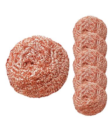 Copper Scouring Pads - 6pcs Heavy Duty Copper Dish Scrubbers | Ovens Pot Copper Wire Ball for Kitchen Cleaning | Metal Dish Scrubber for Pots & Pans Copper-Plated Steel Wool Brush (Random Color)