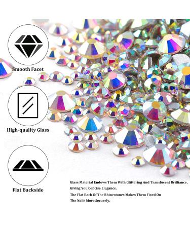 3D Glass AB Crystal Nail Art Rhinestones Kit with Pickup Pen and Tweezer - Manicure DIY Craft Decoration - Buy Online on GoSupps.com