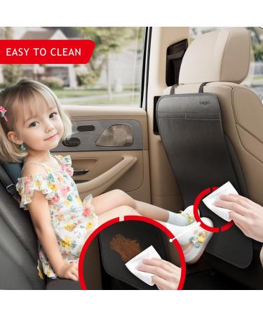 Surdoca Premium Waterproof Car Seat Kick Mat - Pu Leather Back Seat Protector for Kids - Stain Resistant, Adjustable Strap - Universal Fit - Black - Buy Online on GoSupps.com