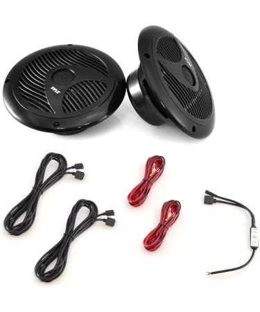Pyle 6.5'' Dual Marine Speakers - IP44 Waterproof Outdoor Stereo System with LED Lights, 150W Power - PLMR6LEB (Black) - 1 Pair - Buy Online on GoSupps.com