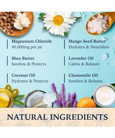 Magnesium Butter NATURAL & VEGAN - Topical Magnesium Chloride Cream Butter Support for Sleep Bone Heart & Muscle Health - Lavender & Chamomile High Strength Balm - Made in UK & Safe for Kids - Buy Online on GoSupps.com