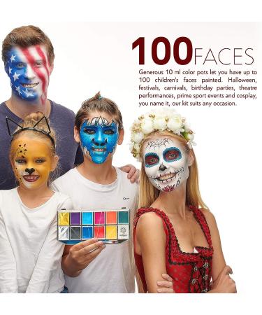 Dermatologically Tested Face Paint Kit for Kids & Adults - Non-Toxic, Hypoallergenic, Easy to Apply & Remove - Cosplay Makeup with Leakproof Dry Glitters - Buy Online on GoSupps.com