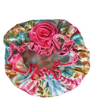 Kella Milla Stylish Satin Shower Cap - Vibrant Leaves | Premium Quality - Buy Online on GoSupps.com