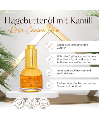 Rosehip Oil Organic Cold Pressed Body and Facial Oil from Rose Hip Natural Anti-Ageing Face Care 30 ml (Rose Hip and Chamomile) - Buy Online on GoSupps.com