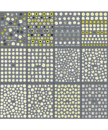 Daisy Sunflower Nail Art Stickers - 12 Sheets Cute Floral Decals for Spring & Summer Manicure - Buy Online on GoSupps.com