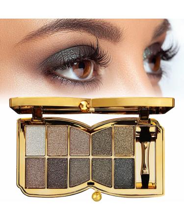 10 Colors Sparkle Shimmer Eyeshadow Palette Gold Eyeshadow Shimmer Makeup Palette Highly Pigmented Long Lasting Makeup Set Eye Shadow Palette Makeup 05