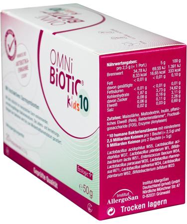 Omni Biotic 10 Kids - 20 Portions of Vegan Gluten-Free Probiotic Powder with 10 Bacterial Strains & Inulin | 10 Billion CFU Daily Dose - Buy Online on GoSupps.com