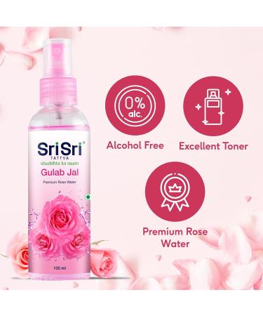 Sri Sri Tattva Gulab Jal 100ml Pack of 2 - Pure Rose Water for Skin Care | International Shipping Available - Buy Online on GoSupps.com
