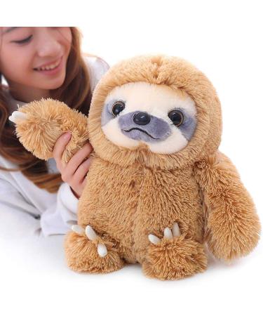 Winsterch Cuddly Sloth Soft Toy Large Stuffed Animal Sloth Teddy Baby Doll Birthday Gifts Plush Soft Sloth Toy (Brown 15.7 inches) Brown 15.7 inches